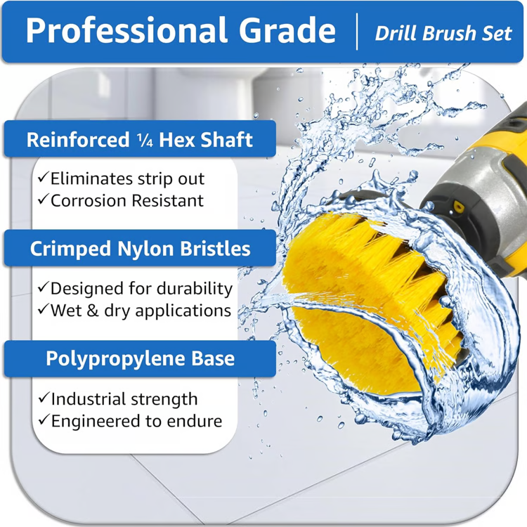 3-Brush Power Scrubber Drill Brush Attachment Kit