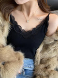Cropped Lace Tank Top for Women, Sexy White Tank Tops, Korean Sleeveless Black Vest, Summer Coquette Clothes